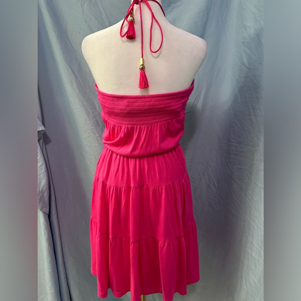 Juicy Couture Hot Pink Strapless Elastic Tube Top Mini Dress Ruffle Skirt Medium - Picture 3 of 7